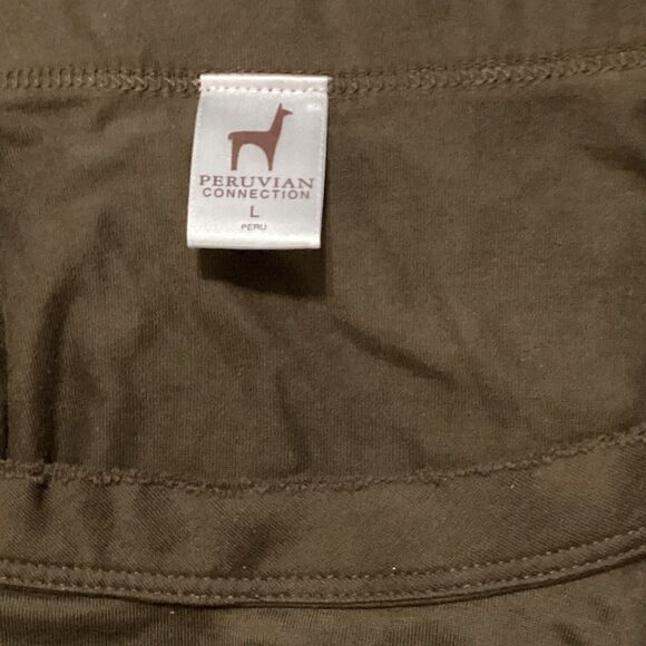 Peruvian Connection Women's Prima Cotton T-Shirt Size L Short Sleeve Brown Top - Picture 3 of 4